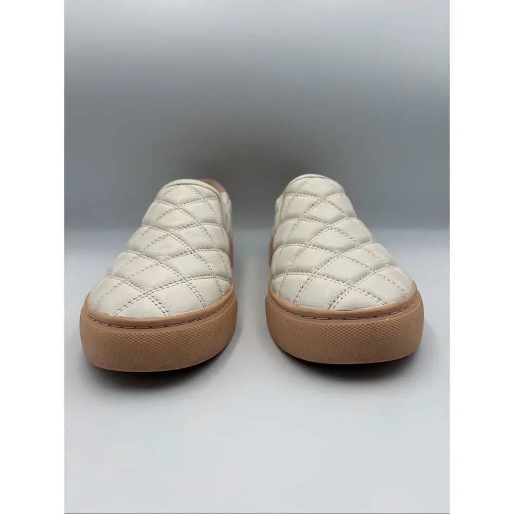 Tory Burch Willa Quilted Leather Slip On Sneakers Ivory Blush Size 7